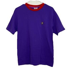 Teddy Fresh Mens Small Patch Ringer Tee T-Shirt Bear Purple Crewneck Y2K Z17